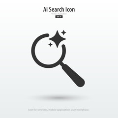 Poster - AI-search icon. A magnifying glass with stars. Searching or finding and analysis by Machine learning. Artificial intelligence technology. Icon element for application and web. Vector illustration.