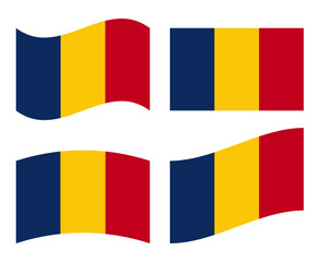 Wall Mural - Set of Romanian flag icons. Collection of isolated Romania flag, vector illustration.