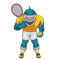 Wall Mural - tennis ball mascot shark vector illustration tennis ball player design