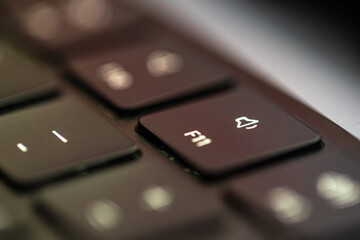 Sound button close-up. Laptop keyboard.