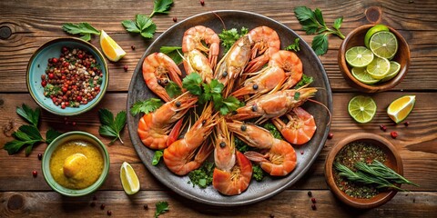 Delicious Plate of Prawns - Gourmet Seafood Dish for Food Photography