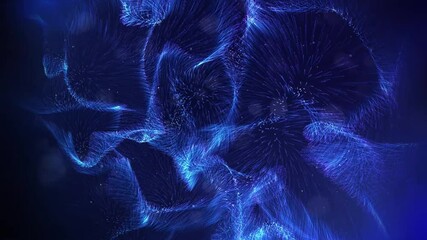 Wall Mural - Abstract blue glowing particles in a dark background.
