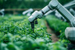 © Top AI images - Autonomous farming robot tending crops in green field, smart agriculture technology concept