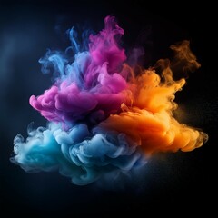 Wall Mural - colorful cloud of smoke on dark background high quality image
