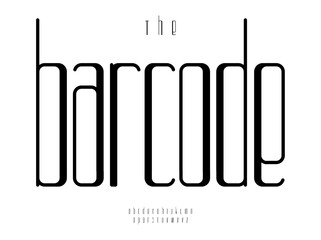 Leinwandbilder - Tall futuristic alphabet, sleek long thin lowercase letters, elongated font for modern branding or tech-forward designs, sophisticated contemporary typography. Vector typeset.