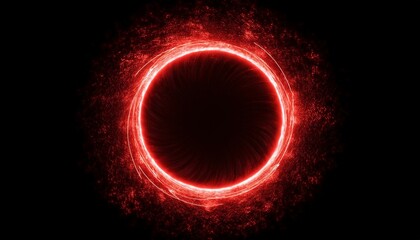 Wall Mural - red abstract circle plasma lightning particle effect ring with swirling glow particles visual effect