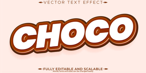 Choco text effect, editable breakfast and snack text style