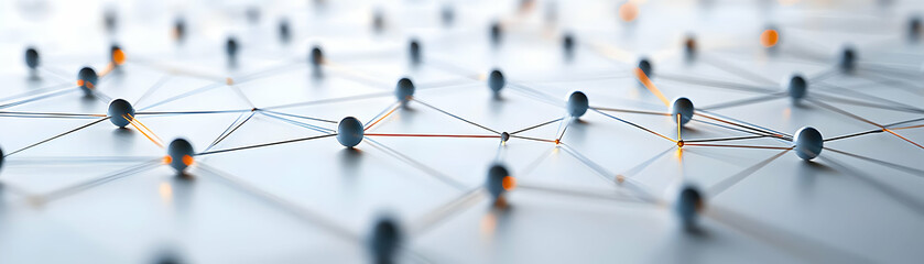 Wall Mural - Glossy Network Connections: Dynamic Lines Linking Nodes on White Background for ESG Growth and Community in Business Negotiations - Ample Copy Space