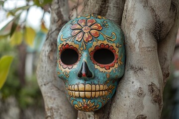 Wall Mural - Day of the Dead mask - generative ai