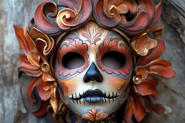 Wall Mural - Day of the Dead mask - generative ai