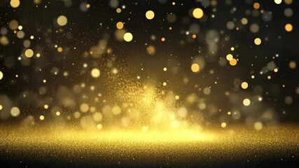 Wall Mural - golden glitter falls over a dark background, creating a magical and festive atmosphere