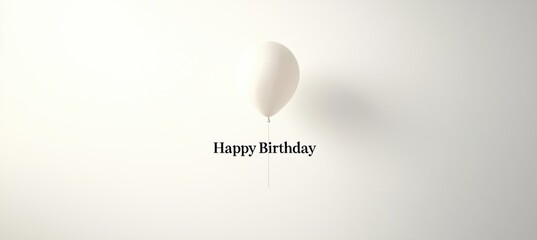 Wall Mural - Minimalist Happy Birthday Card Design with Red Balloon and Modern Typography