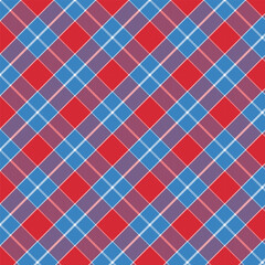 Wall Mural - plaid with twill weave repeat pattern.gingham seamless pattern with stripes in blue red white.checke