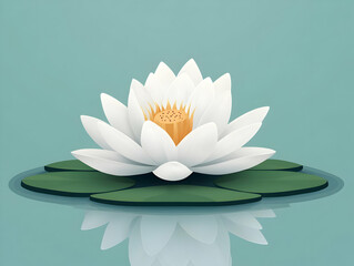 Canvas Print - Flat White Lotus Flower Floating on Calm Water: Medium Shot with Zoom-In Effect, Perfect for Janeiro Branco Serenity Messaging & Large Copy Space