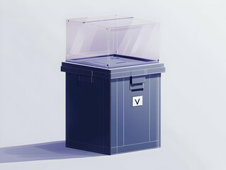 Poster - Flat Ballot Box X-Ray Vision Podium Concept for Election Integrity - Secure Internal Mechanisms Showcase in Simple Flat Vector Illustration