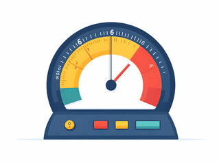 Poster - Flat Politician Approval Rating Meter Illustration: Semicircular Design with Adjustable Needle on White Background for Rating Statistics - Modern Vector Concept