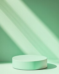 Aufkleber - Minimalist Green Podium Mockup with Dynamic Lighting and Glossy Texture on Gradient Background
