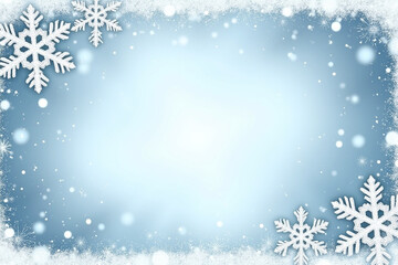 Wall Mural - snowflakes winter rectangle frame with custom text place