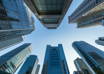 modern futuristic skyscrapers in business district