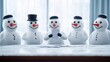 © Hansa & Party - Snowman team discussing their sales plan at a snowy conference table