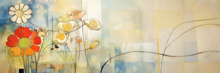 Leinwandbilder - Colorful flowers in an abstract design with soft hues create a cheerful atmosphere, perfect for brightening any space