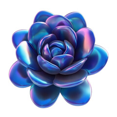 Wall Mural - blue purple flower fluid holographic iridescent 3d render icon isolated on transparent background cu