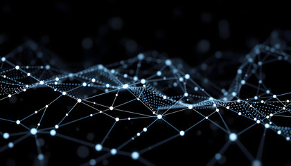Wall Mural - data technology background. abstract background. connecting dots and lines on dark background. 3d re