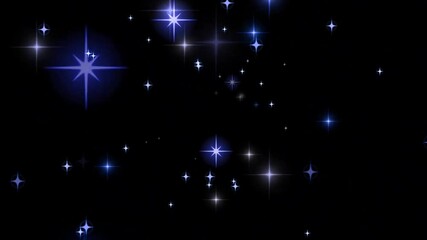 Wall Mural - abstract background with sparkling blue stars on a black background.