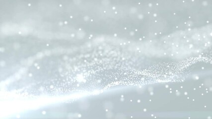 Wall Mural - abstract grey and white background with glowing particles and light waves.