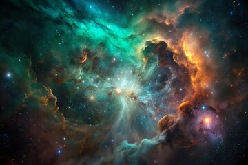 Wall Mural - purple gas nebulae in space and sparkling stars