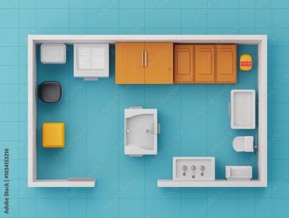 Detailed layout of emergency eyewash station and firstaid areas, first ...