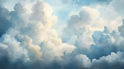 Soft Watercolor Cloudy Sky Design