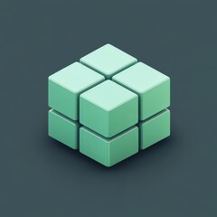 Abstract geometric shapes in mint color arranged creatively on a dark background. 3d model mobile application icons