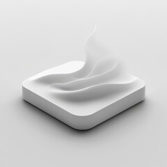 Abstract white shape with elegant curves, isolated on a seamless background. 3d model mobile application icons