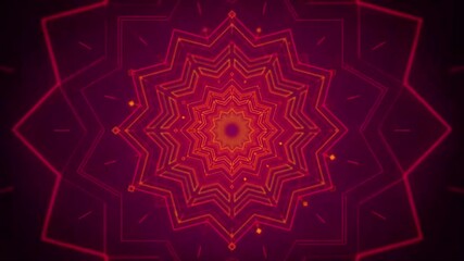 Wall Mural - Abstract geometric pattern of an eight-pointed star in shades of red and orange.