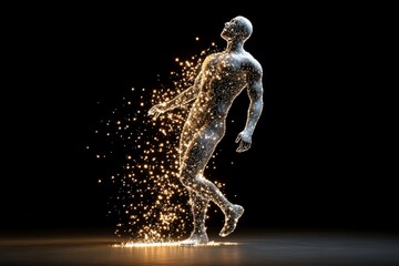 Wall Mural - 3D rendering of a figure dissolving into stardust, becoming one with the universe