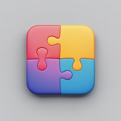 Colorful puzzle piece icon representing problem-solving and collaboration. 3d model mobile application icons