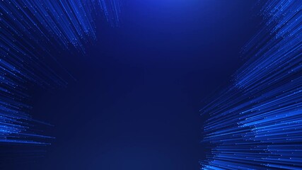 Abstract blue futuristic background with particle technology lines moving. Concept of digital technologies and big data. seamless loop