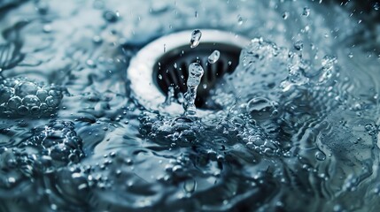 Wall Mural - Water Drop Splashing in a Sink - Abstract Photography