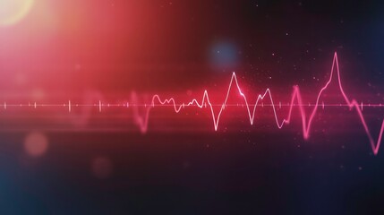 Wall Mural - abstract red and blue background with a pink heartbeat line in the center.