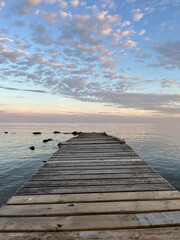 Wall Mural - wooden pier at sunset