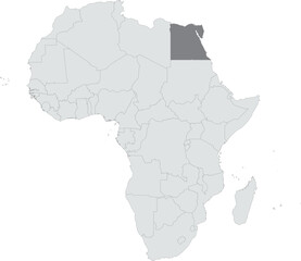 Detailed national location map of EGYPT within the great continent of Africa