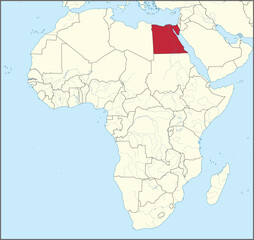  Detailed national location map of EGYPT within the great continent of Africa
