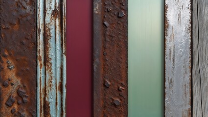 Canvas Print - Close-up of different colored and textured metal strips.