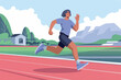 © Deivison - Person running on a running track, physical activity and sports concept.