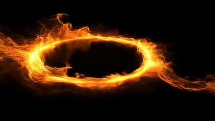 Wall Mural - captivating fire ring blazing against a deep black background