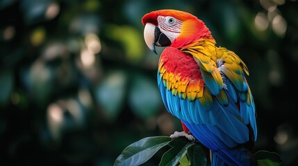 Vibrant Exotic Parrot with Colorful Feathers in Dreamy Lighting