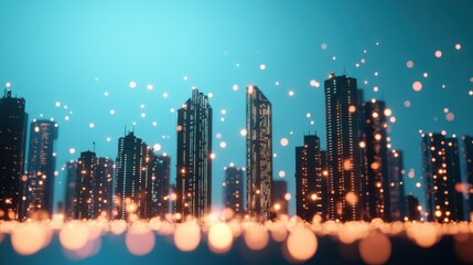 Wall Mural - A futuristic cityscape, where buildings are interconnected by glowing cables, blurring the line between architecture and circuitry, a simulation of the future.