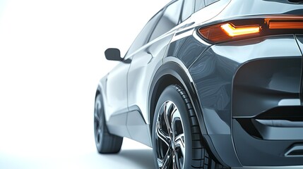 Back view of a generic and unbranded car isolated on a white background