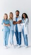 © Viktoria Tom - Confident group of diverse healthcare professionals standing together in modern medical uniforms